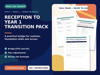 Reception to Year 1 Transition & Foundation Skills Support Pack