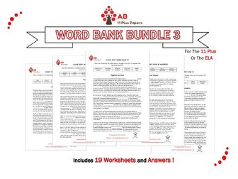 Word Bank Bundle 3 - Worksheets+answers