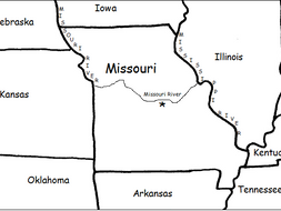 MISSOURI - Printable handouts with map of Missouri and surrounding states
