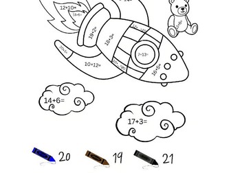 Whatever Next! Math Addition 10-20 Coloring Worksheet
