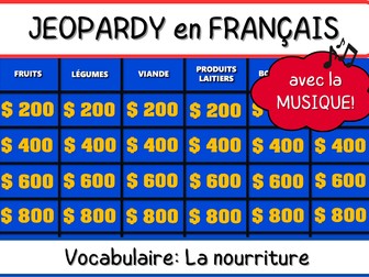 French Jeopardy PPT Game - Vocabulaire : LA NOURRITURE - Food Vocabulary