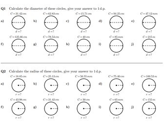 Radius and Diameter from Circumference