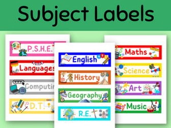 Subject Labels, School Labels, Printable, KS1, KS2