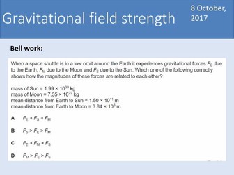 A-level Physics Unit 7.2 Gravitational fields - 7.2.2 Gravitational field strength (New AQA spec)