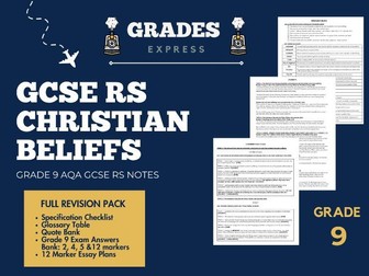 Grade 9 AQA GCSE RS: Christianity Beliefs Full Revision Pack