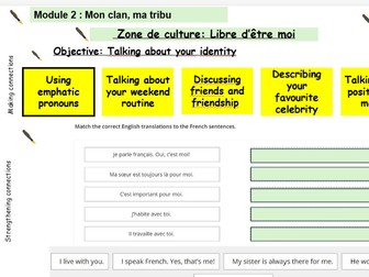 New French AQA Higher GCSE Module 2 Mon clan, ma tribu . Zone de Culture