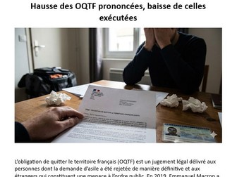 AQA French A Level stimulus card - La politique et l'immigration - Hausse des OQTF