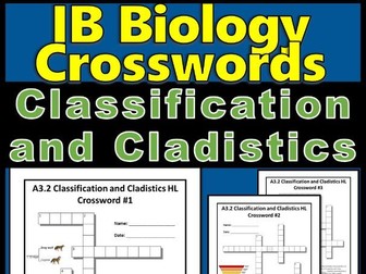 Classification and Cladistics Crossword - IBDP Biology A3.2 HL Revision Activity