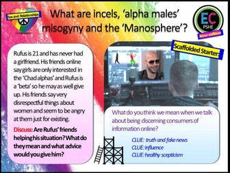 Misogyny Masculinity Incels Radicalisation PSHE Lesson