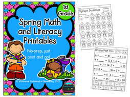 Spring No Prep Math and Literacy Printables for First Grade