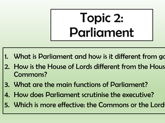 A Level Politics - The Role of Parliament