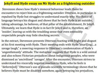 Grade 9 Essay AQA GCSE English literature Mr Hyde as a frightening outsider