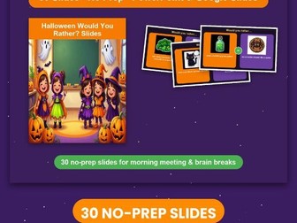 Halloween Would You Rather? Slides – 30 No-Prep Speaking Brain Breaks (PowerPoint)