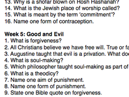 Eduqas Religious Studies GCSE Revision Quizzes