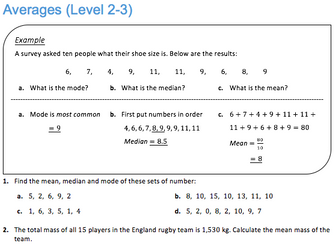 Averages (Level 2-3)