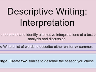 KS3 Descriptive Writing