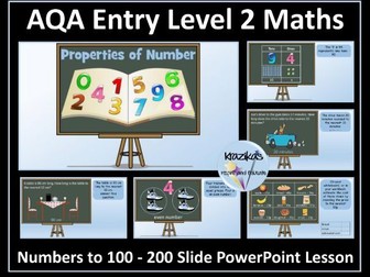 AQA Entry Level 2 Maths - Numbers 1-100 PowerPoint Lesson (Properties of Number)
