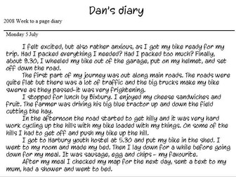Dan's Diary - Writing a recount