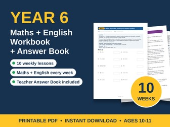 Year 6 Maths and English Workbook + Teacher Answer Book