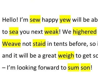 Y5-6 Find the Wrong Homophones challenge