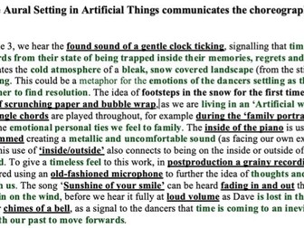 GCSE Dance: Artificial Things 6 Mark Exemplars