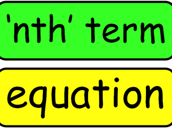Algebra vocabulary, KS 2, display, working wall.
