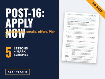 Year 11 Post-16 Applications PSHE Lessons