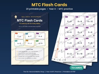 Year 4 Times Tables Flash Cards | MTC Practice | Card Games