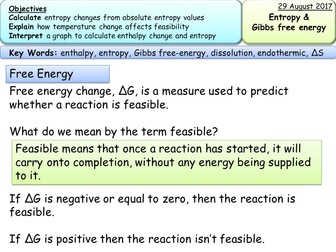 New AQA A2 Therrmodynamics- Entropy and gibbs free energy