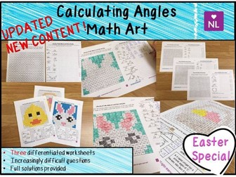 Calculating Angles Math Art Worksheets (Easter Special)