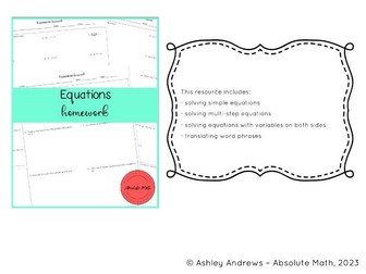 Equations Homework
