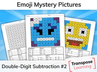Emoji Double Digit Subtraction Mystery Pictures (Pt 2)
