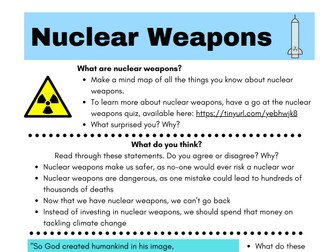 Nuclear weapons- reflection and discussion