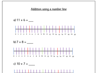 Addition to 20 using a number line