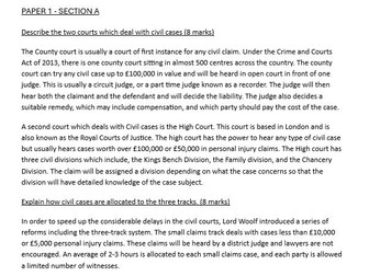 A Level Law OCR, Paper 1, Section A (A selection of 8 & 12 Mark questions and answers)