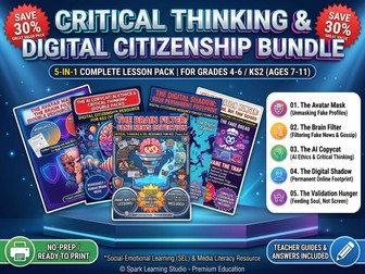 Critical Thinking & Digital Citizenship Worksheets Bundle | KS2 AI Ethics & Media Literacy Pack