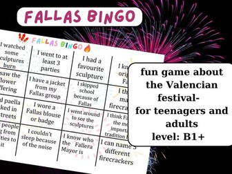 Fallas bingo - for students who participate in the Valencian festival
