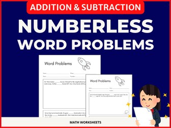 Numberless Word Problems Addition and Subtraction Maths Worksheets