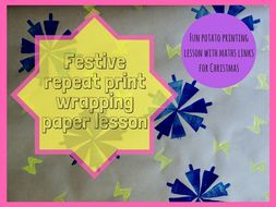 Christmas potato print wrapping paper repeat pattern practical lesson