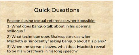 Macbeth Act2, Scene 4 - Act 3, Scene 2
