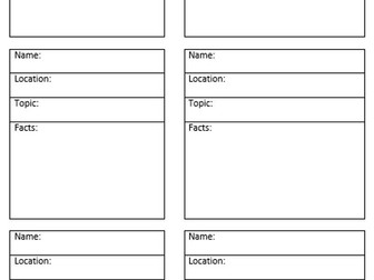 case study cards A Level Geography revision resource