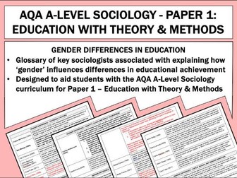 Gender differences in Education - Key sociologists glossary (AQA Paper 1)