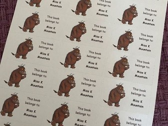 Julia Donaldson Gruffalo Themed 'This Book Belongs To'  Editable and Printable Stickers