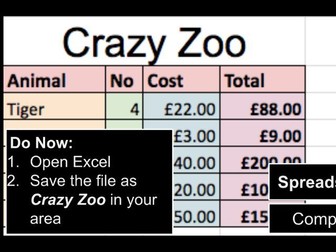 Crazy Zoo - Intro to Spreadsheeting