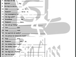 Modals of Ability 1 Page BW Worksheet