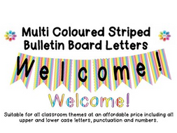 Multi Coloured Striped Display Lettering. | Teaching Resources