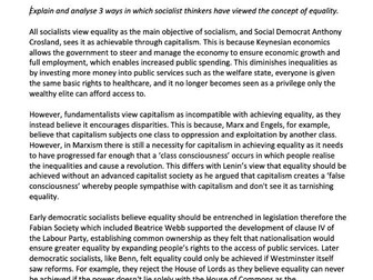 AQA A Level Political ideas: Socialism 9 markers