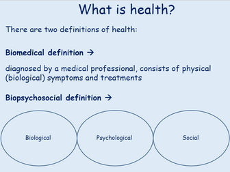 BTEC APPLIED PSYCHOLOGY UNIT 3 health psychology A1 (Defining health, stress and addiction)