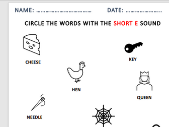 'E' Sounds Worksheet