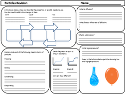 particles revision worksheet for year 7 teaching resources